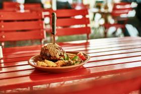 Die Schweinshaxe Helena auf unserer Terrasse wartet auf Dich